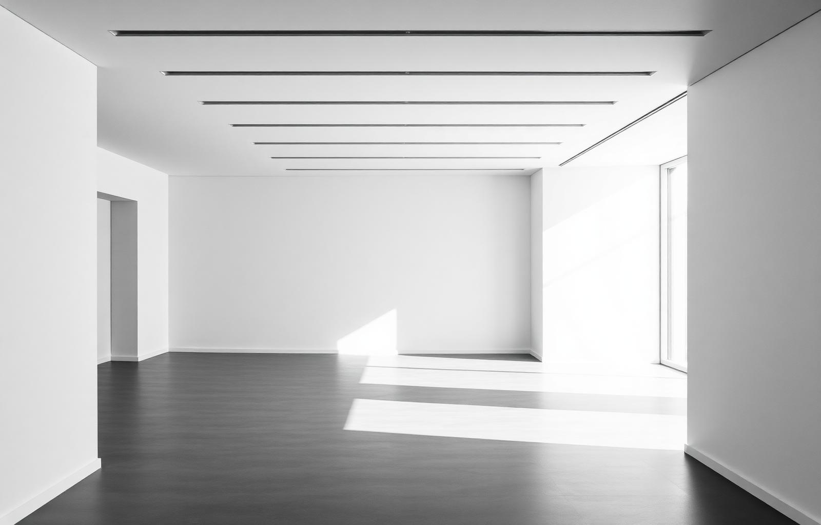 Spazio architettonico minimalista in bianco e nero